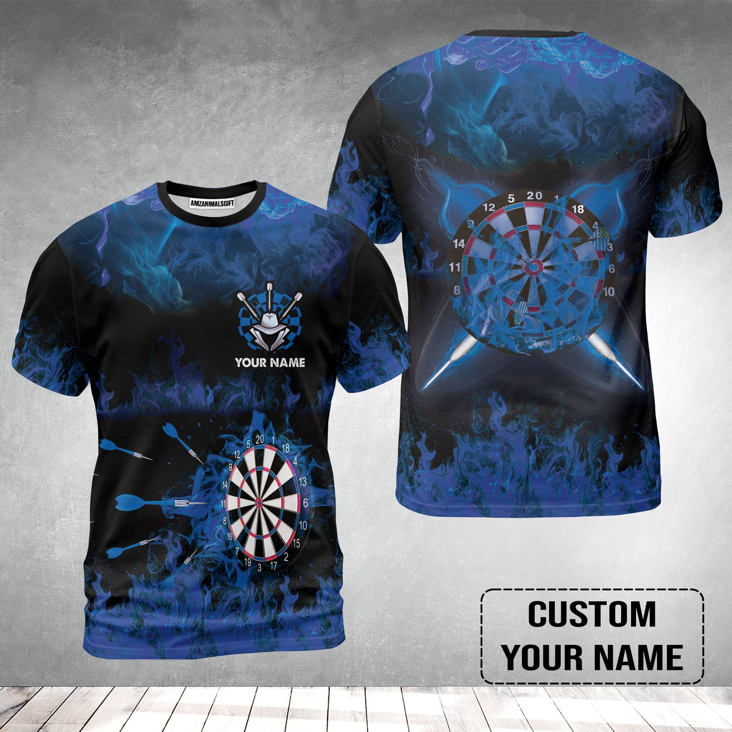 Customized Darts T-Shirt, Darts Blue Polo Shirt, Personalized Name T-Shirt - Perfect Gift For Darts Lovers, Darts Players