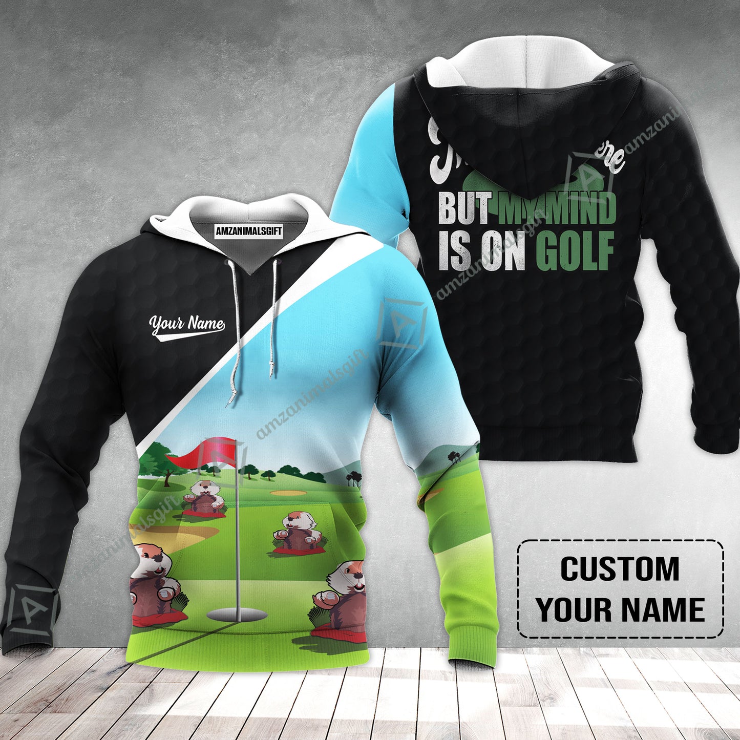 Golf Hoodie - Gopher My Mind Is On Golf Custom Hoodie