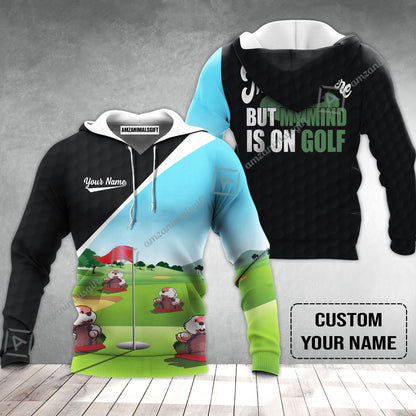 Golf Hoodie - Gopher My Mind Is On Golf Custom Hoodie