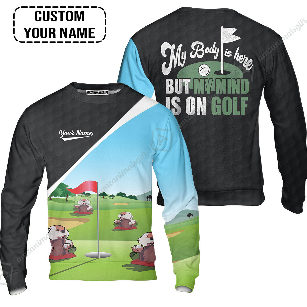 Golf Hoodie - Gopher My Mind Is On Golf Custom Hoodie