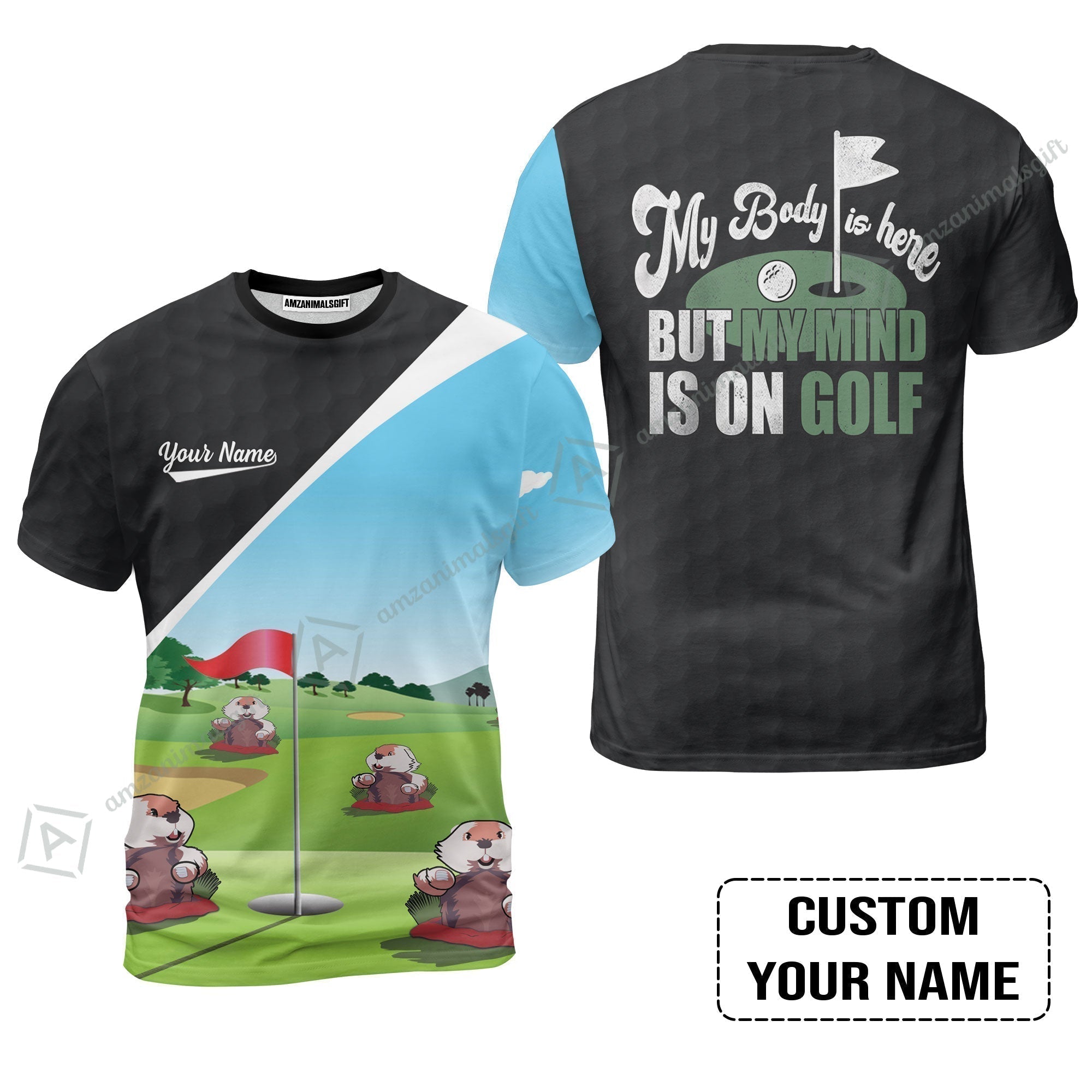 Golf T-Shirt - Gopher My Mind Is On Golf Custom T-Shirt