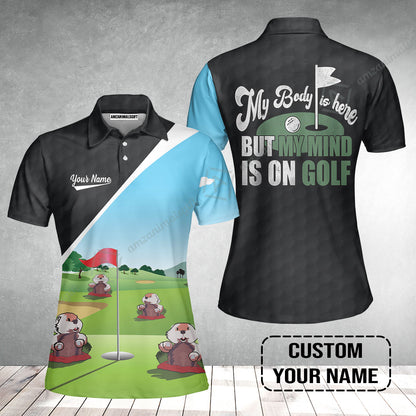 Golf Women Polo Shirt - Gopher My Mind Is On Golf Custom Women Polo Shirt