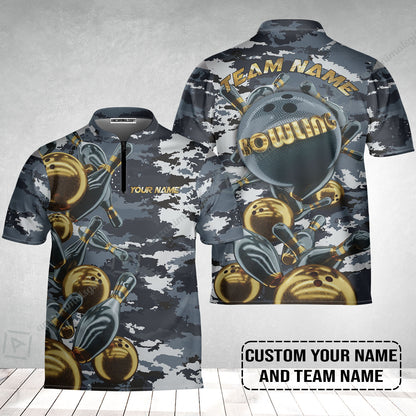Bowling Custom Bowling Jersey - Custom Name Camo Navy Bowling Personalized Bowling Jersey