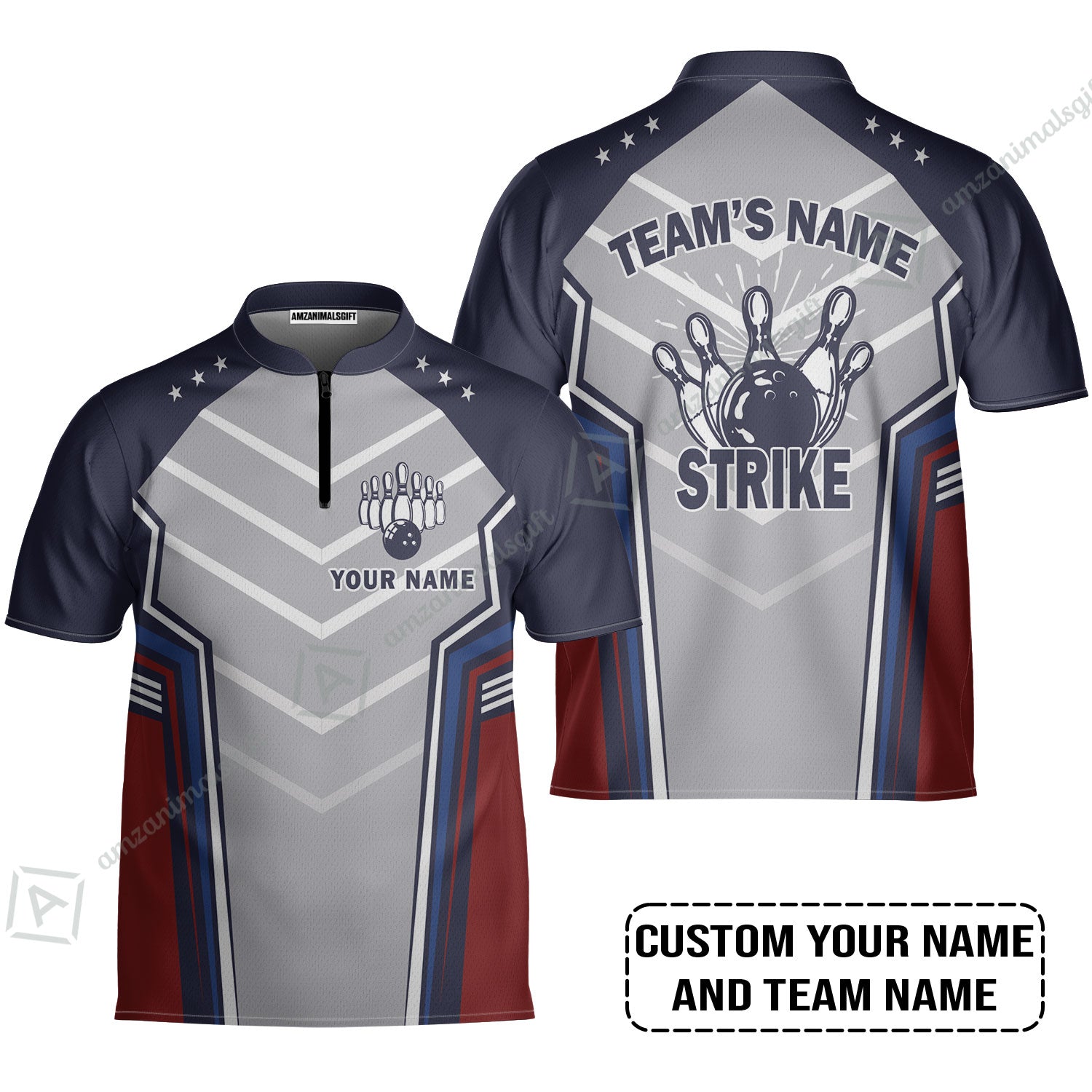 Bowling Custom Bowling Jersey - Custom Name Strike Custom Bowling Shirt Personalized Bowling Jersey