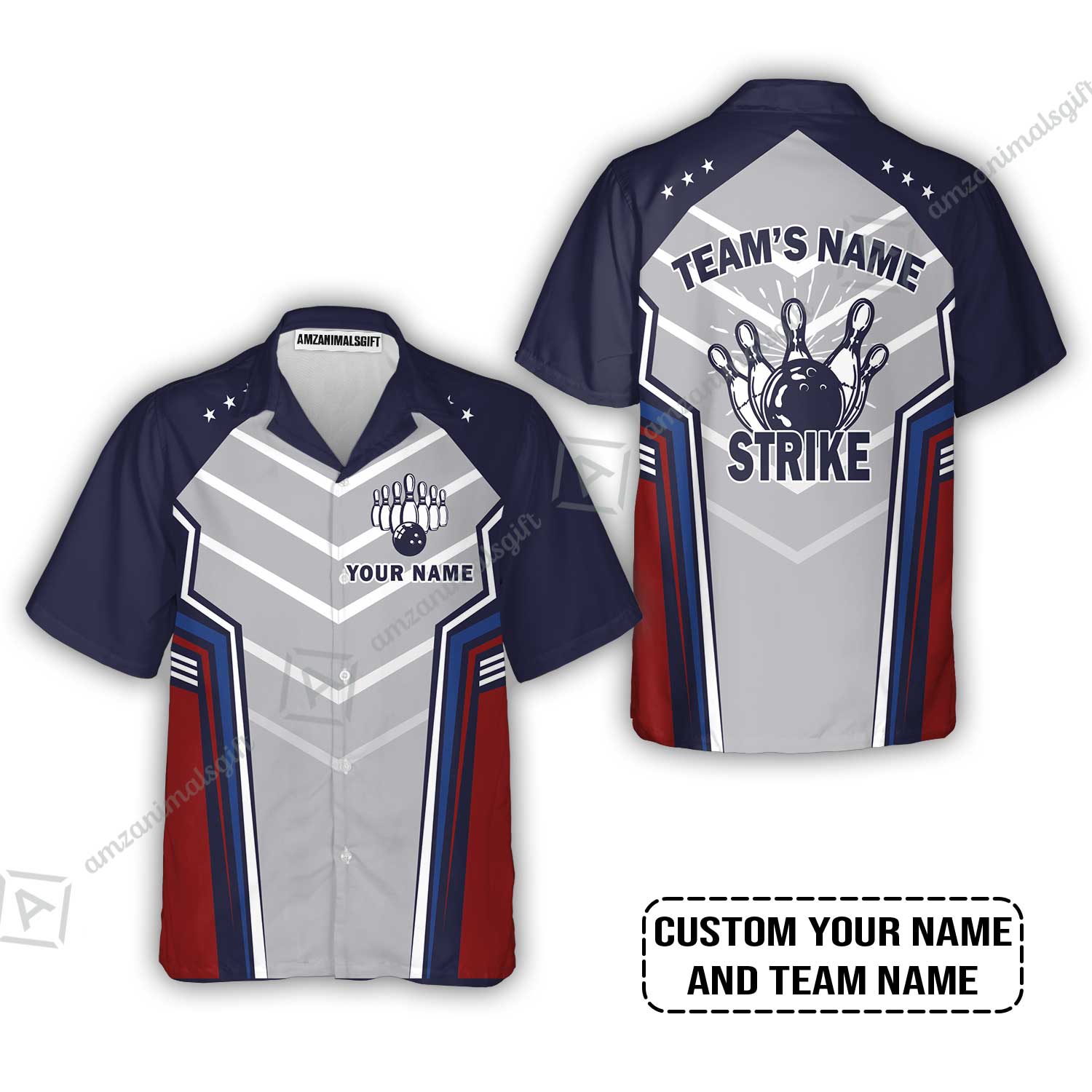 Bowling Custom Hawaiian Shirt - Custom Name Strike Custom Bowling Shirt Personalized Bowling Hawaiian Shirt