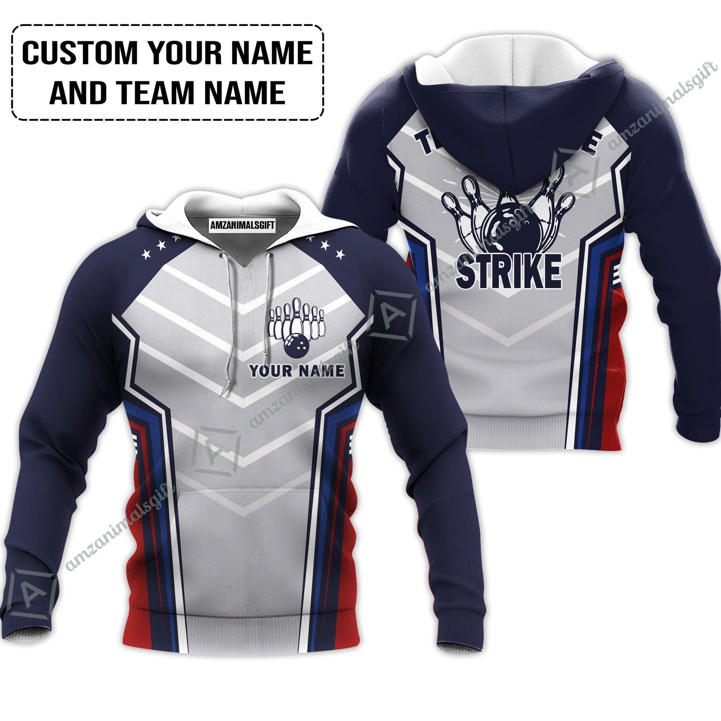 Bowling Custom Hoodie - Custom Name Strike Custom Bowling Shirt Personalized Bowling Hoodie