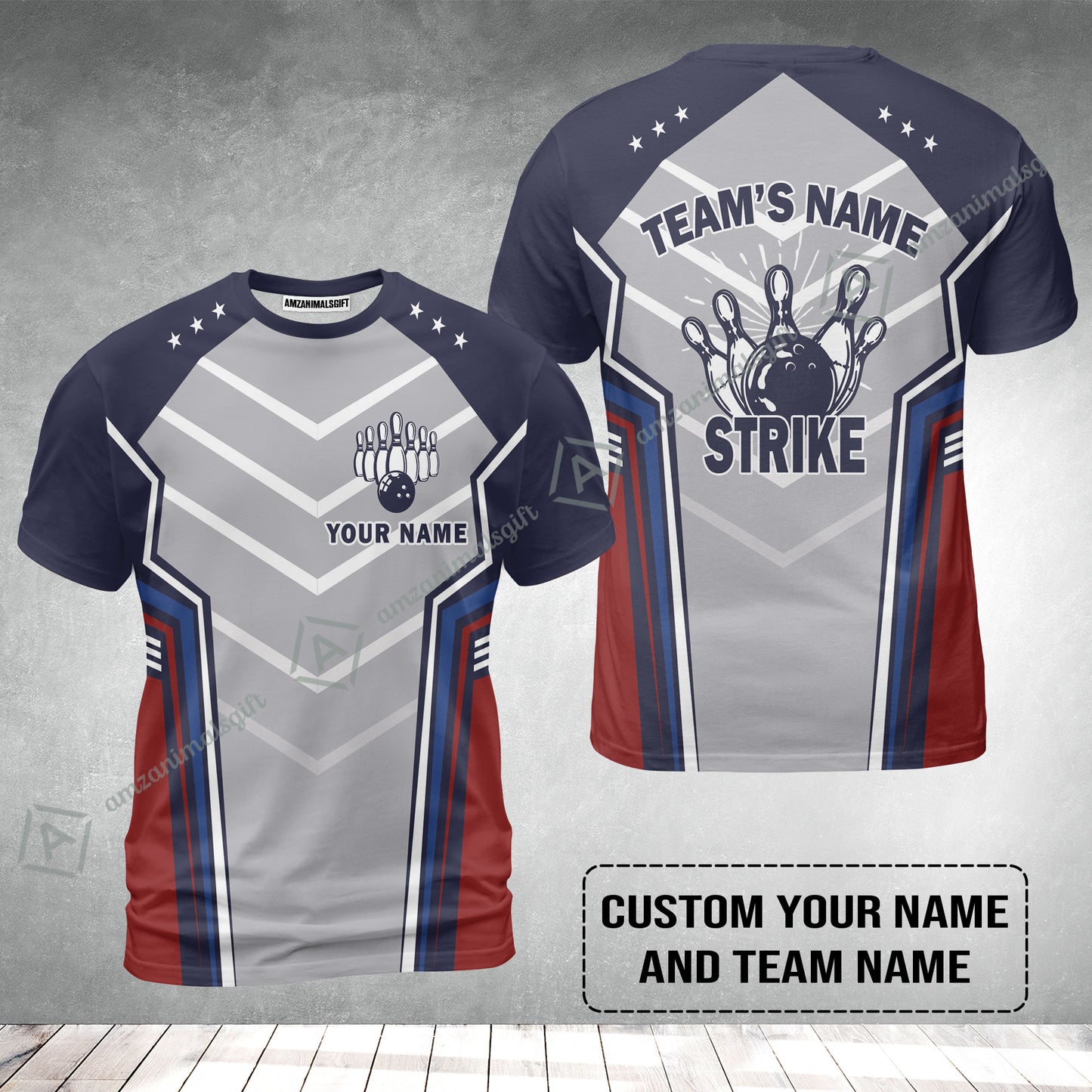 Bowling Custom T-Shirt - Custom Name Strike Custom Bowling Shirt Personalized Bowling T-Shirt