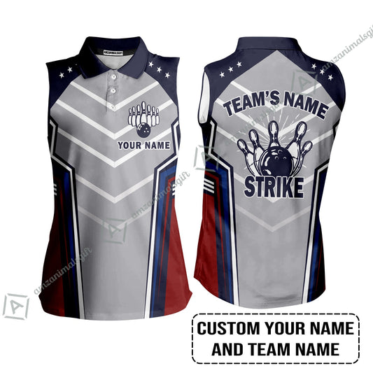 Bowling Custom Women Sleeveless Polo Shirt - Custom Name Strike Custom Bowling Shirt Personalized Bowling Women Sleeveless Polo Shirt