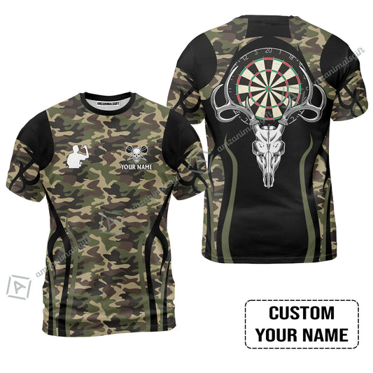 Customized Darts T-Shirt, Bull Skull Custom Darts, Personalized Name T-Shirt - Perfect Gift For Darts Lovers, Darts Players