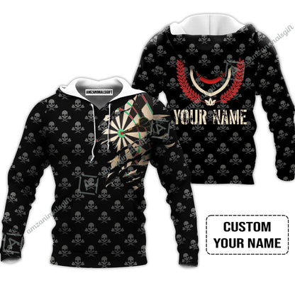 Customized Darts T-Shirt, Skull King Darts Personalized Name T-Shirt - Perfect Gift For Darts Lovers, Darts Players