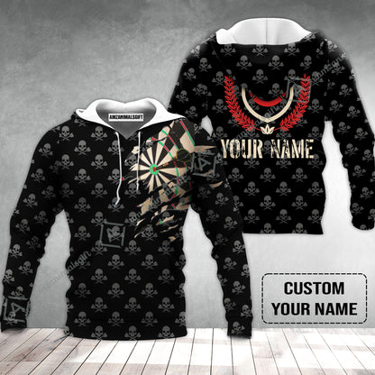 Customized Darts Hoodie, Skull King Darts Personalized Name Hoodie - Perfect Gift For Darts Lovers, Darts Players