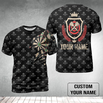 Customized Darts T-Shirt, Skull King Darts Personalized Name T-Shirt - Perfect Gift For Darts Lovers, Darts Players