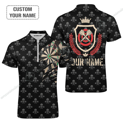 Customized Darts Men Polo Shirt, Skull King Darts Personalized Name Polo Shirt - Perfect Gift For Darts Lovers, Darts Players
