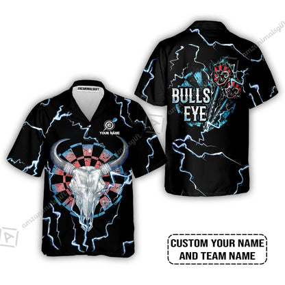 Customized Darts Women Polo Shirt, Darts Bullseye Thunder Skull, Personalized Name Women Polo Shirt