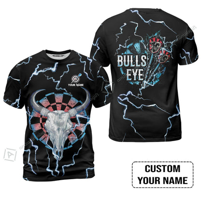 Customized Darts Women Polo Shirt, Darts Bullseye Thunder Skull, Personalized Name Women Polo Shirt