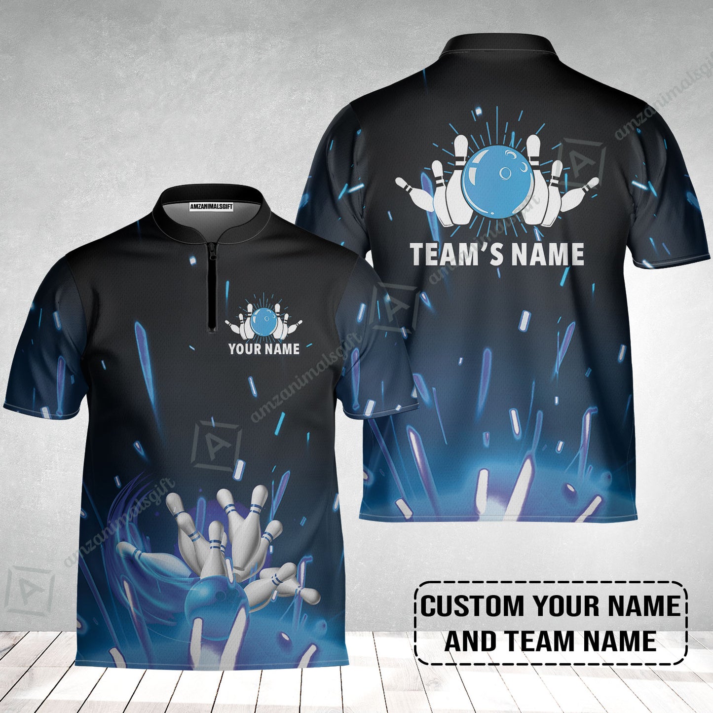 Bowling Jersey Custom Name - Blue Bowling Personalized Bowling Jersey - Gift For Friend, Family, Bowling Lovers