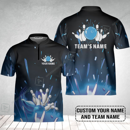 Bowling Jersey Custom Name - Blue Bowling Personalized Bowling Jersey - Gift For Friend, Family, Bowling Lovers