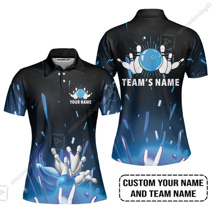 Bowling Custom Name Hawaiian Shirt - Blue Bowling Personalized Hawaiian Shirt - Gift For Friend, Family, Bowling Lovers