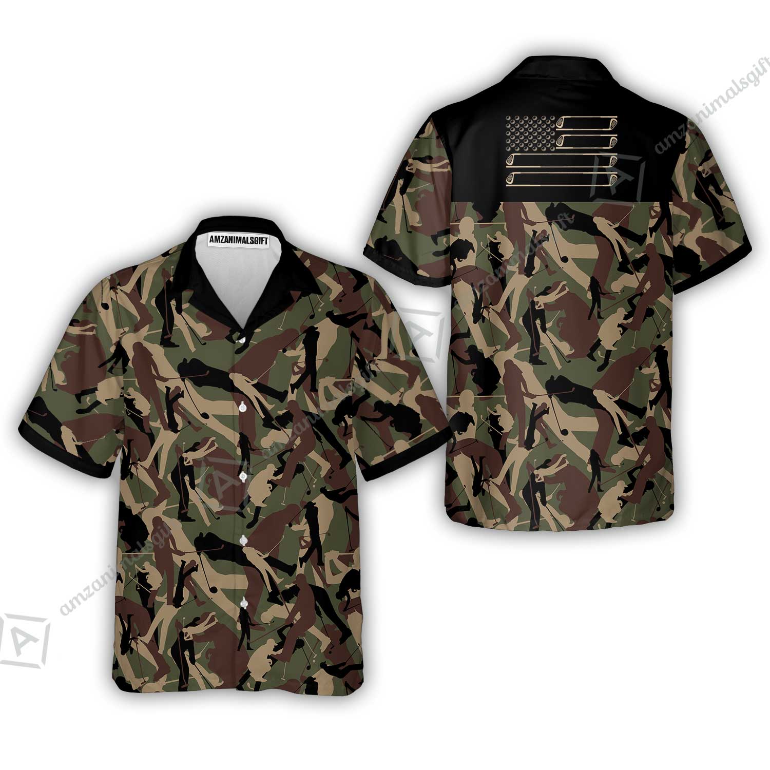 Golf Hawaiian Shirt - Golf Camouflage Pattern Golf Hawaiian Shirt, Military Golfing Hawaiian Shirt, Camo Golf Shirt