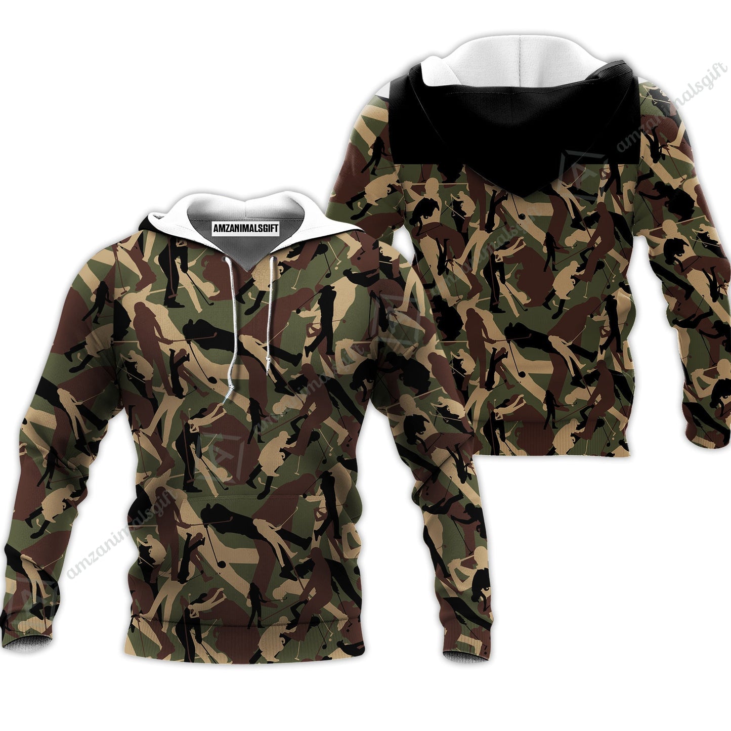 Golf Hoodie - Golf Camouflage Pattern Golf Hoodie, Military Golfing Hoodie, Camo Golf Shirt