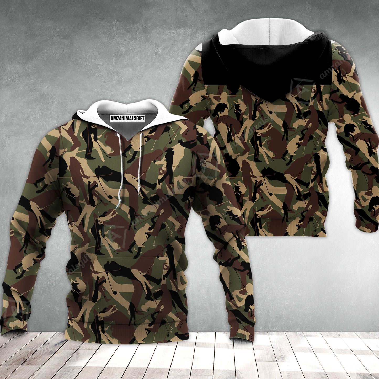 Golf Hoodie - Golf Camouflage Pattern Golf Hoodie, Military Golfing Hoodie, Camo Golf Shirt