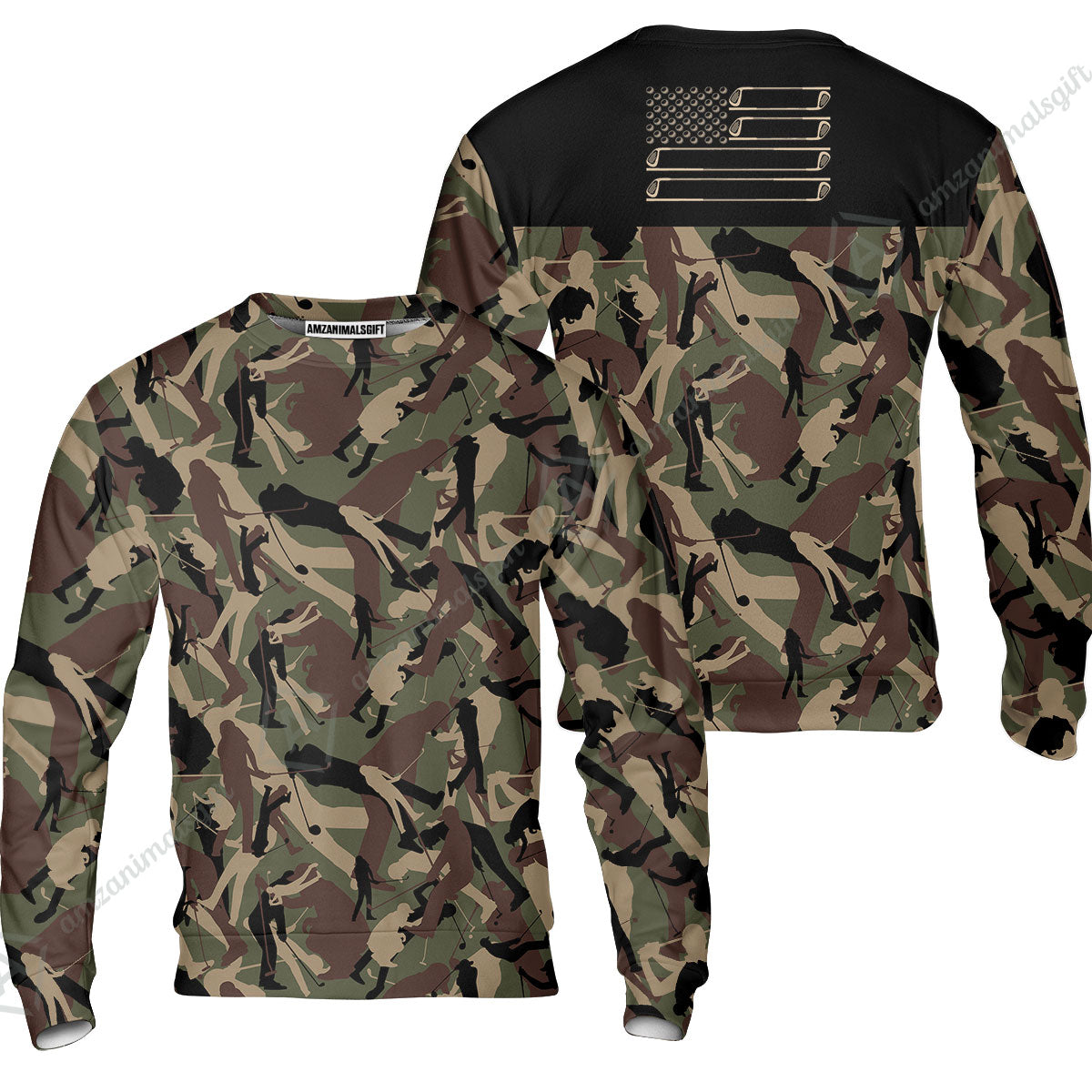 Golf Sweatshirt - Golf Camouflage Pattern Golf Sweatshirt, Military Golfing Sweatshirt, Camo Golf Shirt