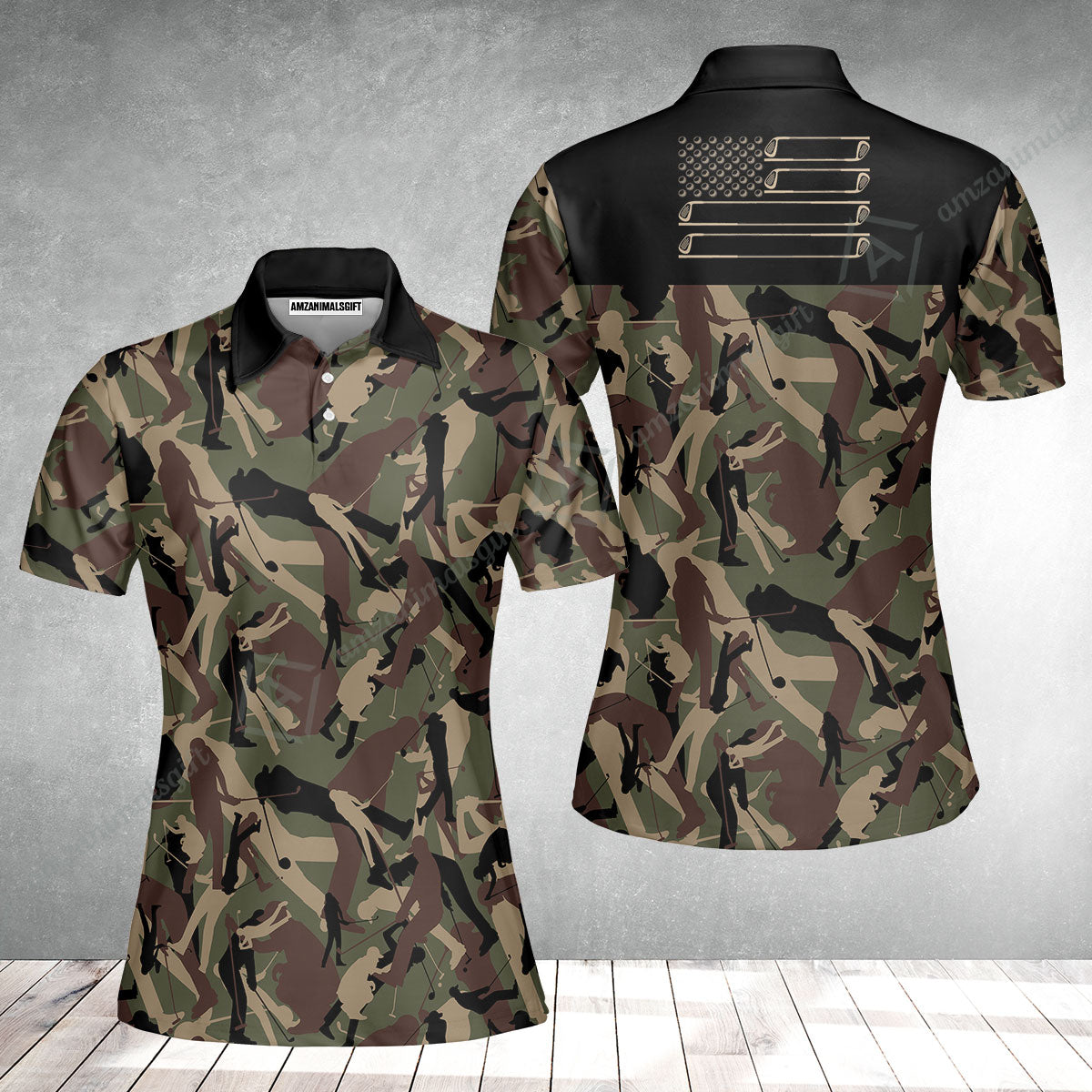 Golf Women Polo Shirt - Golf Camouflage Pattern Golf Women Polo Shirt, Military Golfing Women Polo Shirt, Camo Golf Shirt