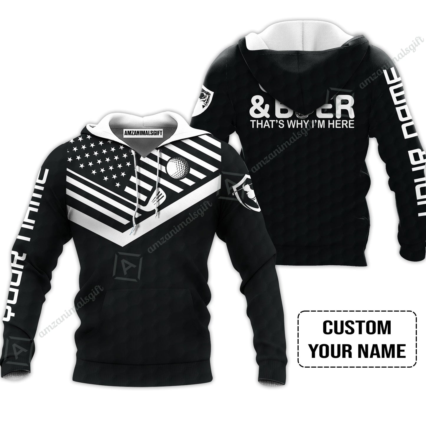 Golf Women Polo Shirt - Personalized American Flag Golf Women Polo Shirt, Golf And Beer That's Why I'm Here Custom Shirt