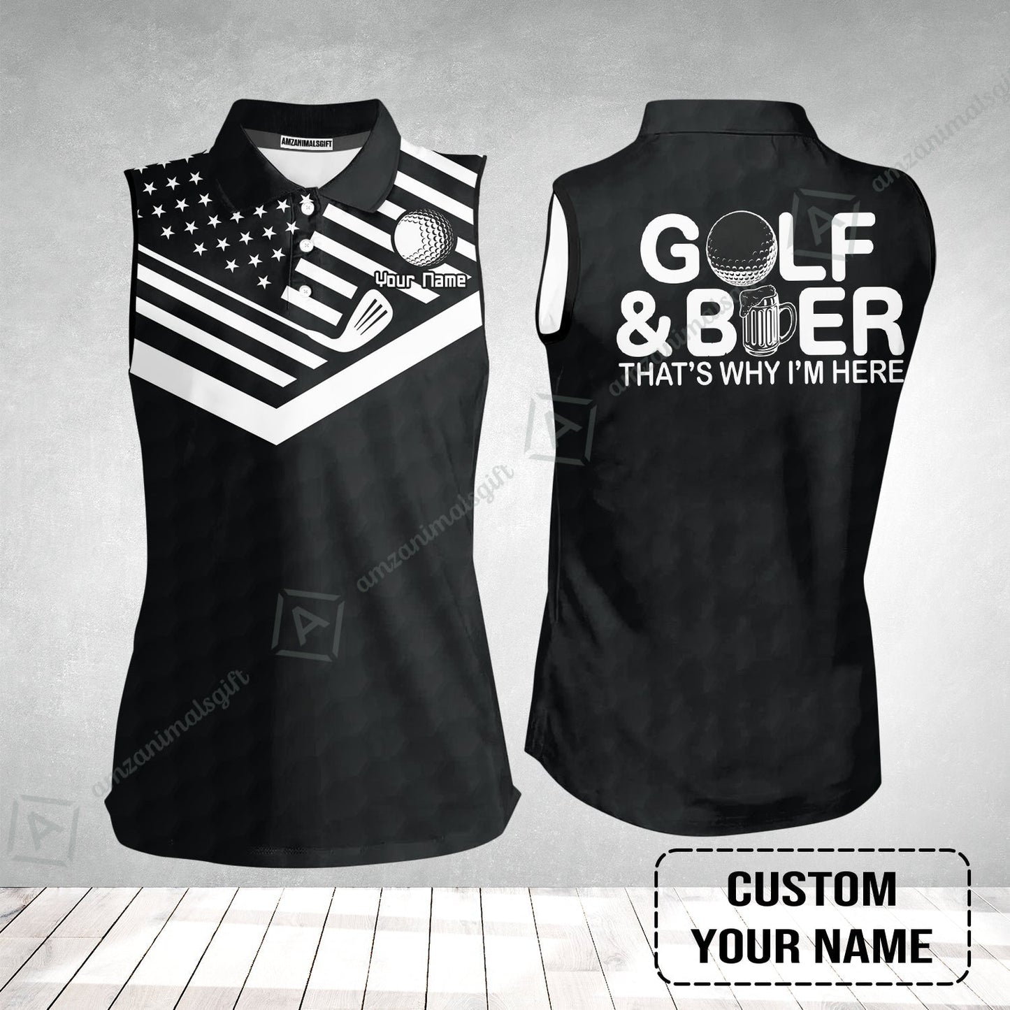 Golf Hoodie - Personalized American Flag Golf Hoodie, Golf And Beer That's Why I'm Here Custom Shirt