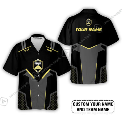 Personalized Billiards Long Polo Shirt, Golden Team Billiards Team Custom Shirt For Men
