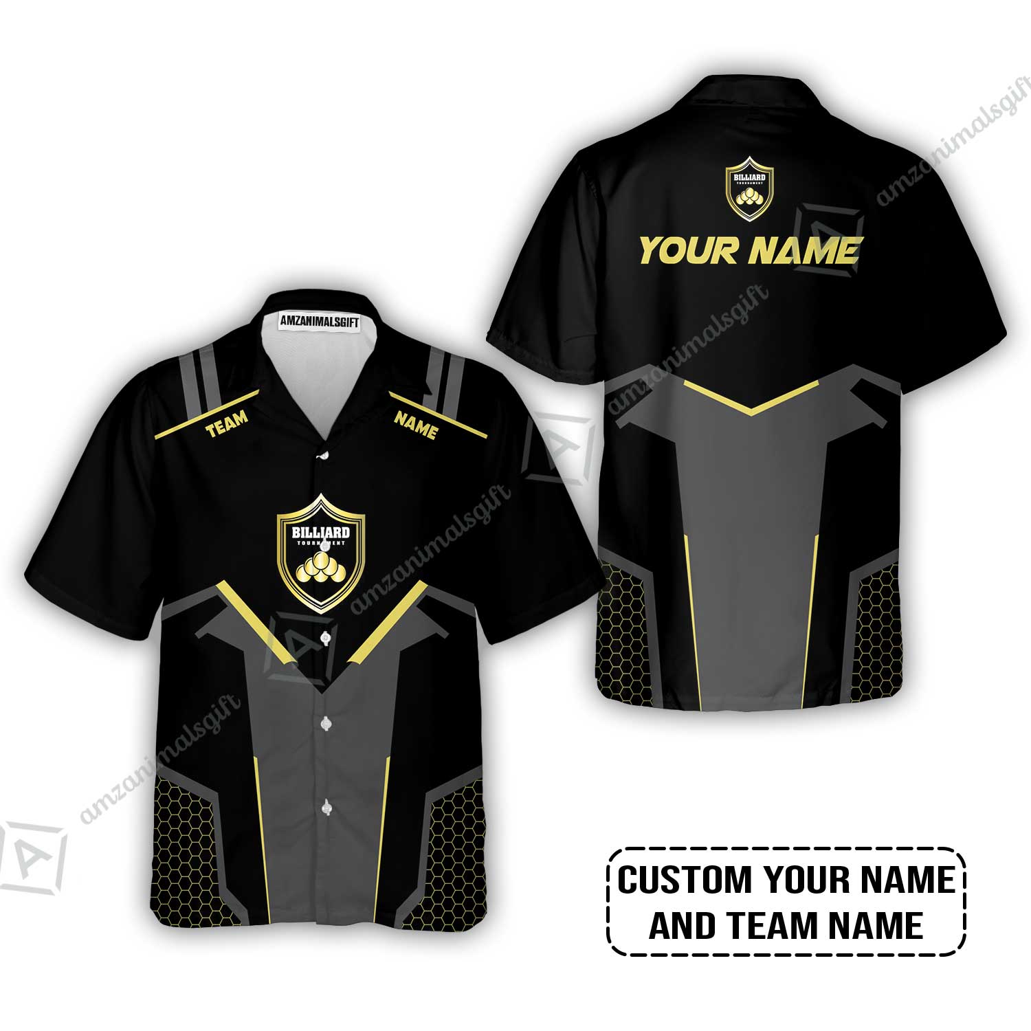 Personalized Billiards Hawaiian Shirt, Golden Team Billiards Team Custom Hawaiian Shirt