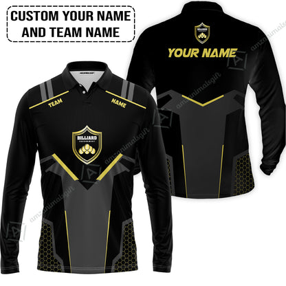 Personalized Billiards Men Polo Shirt, Golden Team Billiards Team Custom Shirt For Men
