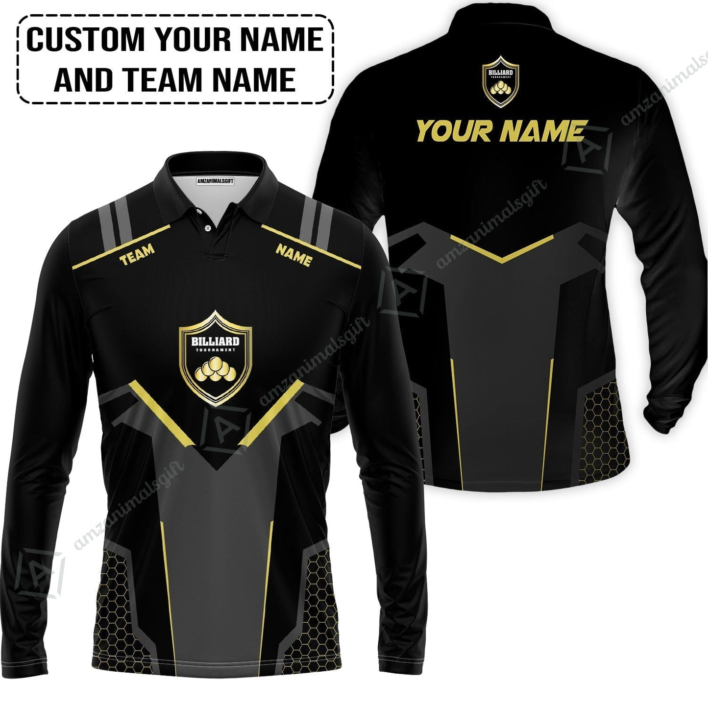 Personalized Billiards Women Polo Shirt, Golden Team Billiards Team Custom Women Polo Shirt