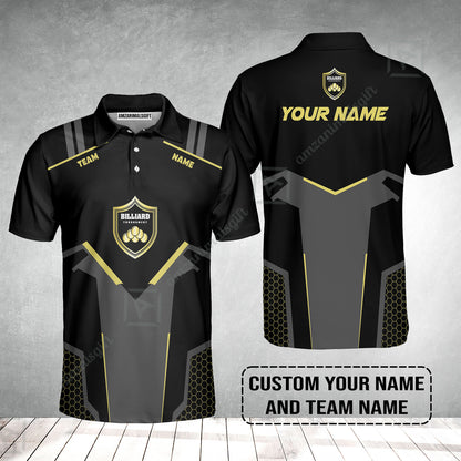 Personalized Billiards Men Polo Shirt, Golden Team Billiards Team Custom Shirt For Men