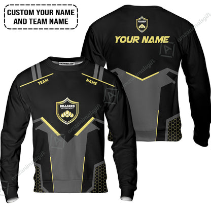 Personalized Billiards Men Polo Shirt, Golden Team Billiards Team Custom Shirt For Men