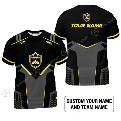 Personalized Billiards Long Polo Shirt, Golden Team Billiards Team Custom Shirt For Men