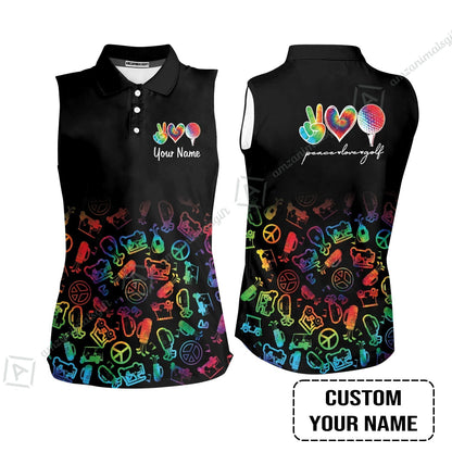 Golf Hawaiian Shirt Custom Name, Watercolor Peace Love Golf Golf Icon Personalized Hawaiian Shirt