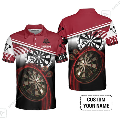 Personalised Darts Hawaiian Shirt, Darts Red Black & White Background Custom Name Hawaiian Shirt