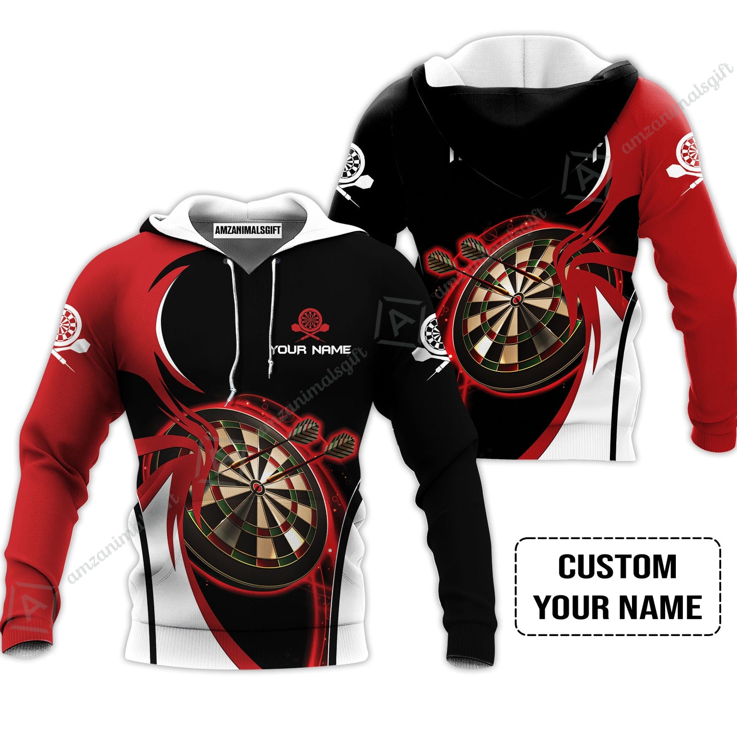 Personalised Darts Long Polo Shirt, I'D Hit That Darts Red Black Background Custom Name Long Polo Shirt