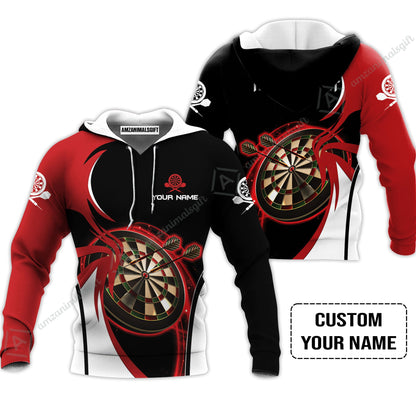 Personalised Darts Long Polo Shirt, I'D Hit That Darts Red Black Background Custom Name Long Polo Shirt
