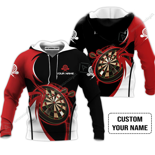 Personalised Darts Hoodie, I'D Hit That Darts Red Black Background Custom Name Hoodie