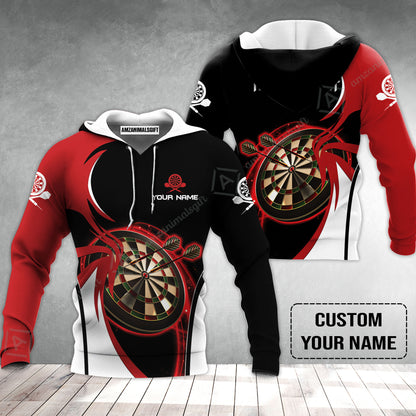 Personalised Darts Hoodie, I'D Hit That Darts Red Black Background Custom Name Hoodie