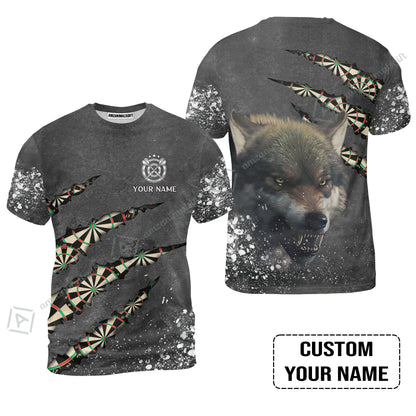 Wolf And Darts Custom Name Men Polo Shirt, Darts Paint Splash Personalized Men Polo Shirt