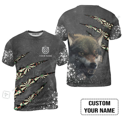 Wolf And Darts Custom Name Women Polo Shirt, Darts Paint Splash Personalized Women Polo Shirt