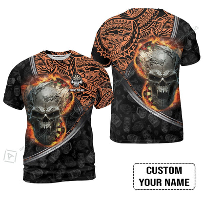 Darts Custom Name Women Polo Shirt, Skull Maori Tattoo And Darts Custom Name Women Polo Shirt, Flame Bullseye Dartboard Personalized Women Polo Shirt