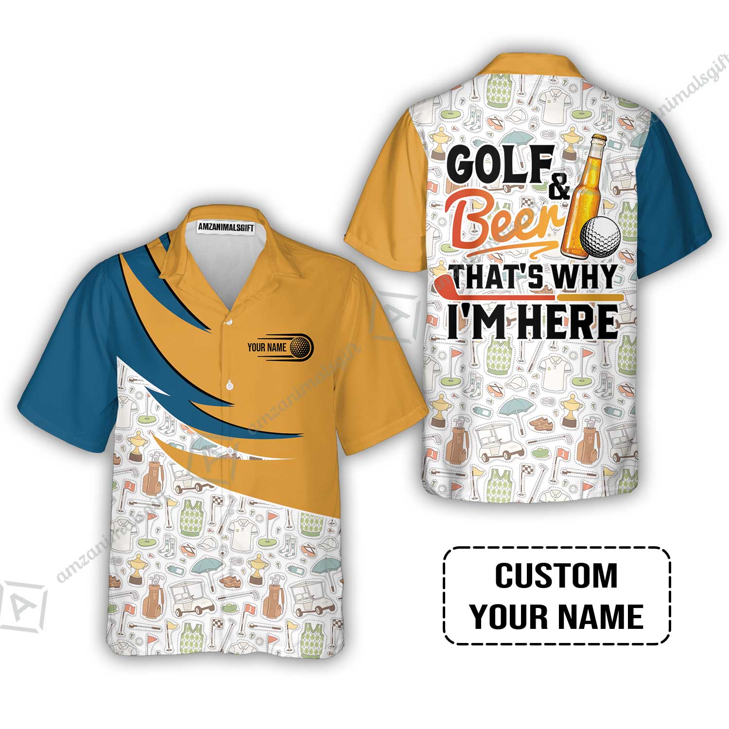 Customized Golf And Beer Hawaiian Shirt, Personalized Custom Name Beer And Golf Hawaiian Shirt