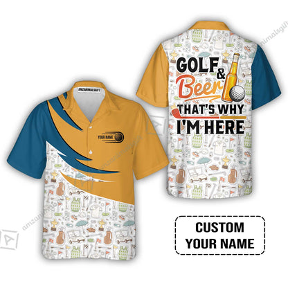 Customized Golf And Beer Zip Polo Shirt, Personalized Custom Name Beer And Golf Zip Polo Shirt