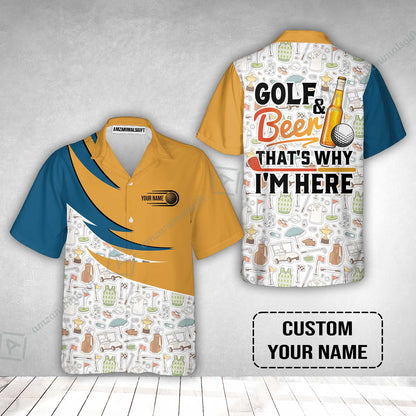 Customized Golf And Beer Hawaiian Shirt, Personalized Custom Name Beer And Golf Hawaiian Shirt