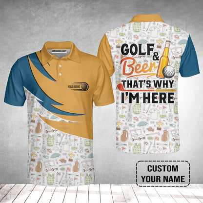 Customized Golf And Beer Men Polo Shirt, Personalized Custom Name Beer And Golf Polo Shirt