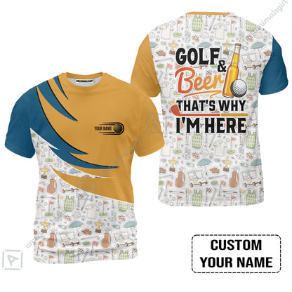 Customized Golf And Beer Long Polo Shirt, Personalized Custom Name Beer And Golf Long Polo Shirt